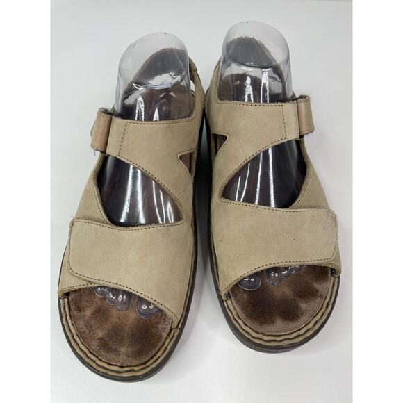 Mobils Slingback Sandals Open Toe Adjustable Straps Cork Footbed Leather Tan 40 - Picture 4 of 12